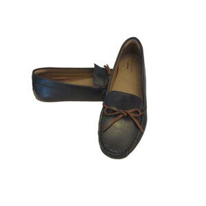 Great Pair of CLARKS Womens Dameo Black Leather Driving or Flat Shoes Sz 9M